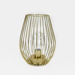 Lampa dekoracyjna LED druciany klosz złota 14,5x20 cm
