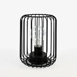 Lampa dekoracyjna LED druciany klosz czarna 13x17 cm