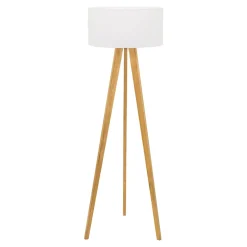 Lampa na drewnianym trójnogu abażur biały LOTTA