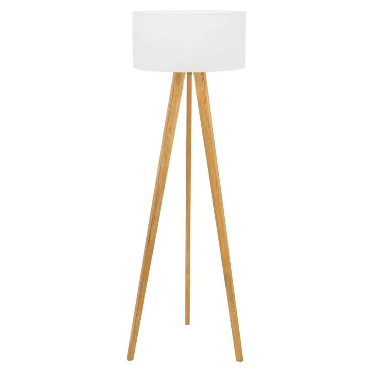 Lampa na drewnianym trójnogu abażur biały LOTTA