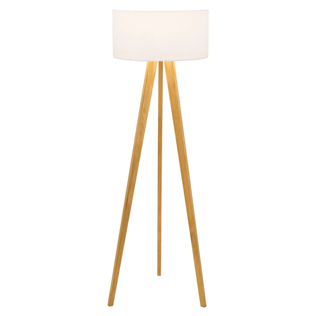 Lampa na drewnianym trójnogu abażur biały LOTTA
