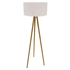 Lampa na drewnianym trójnogu abażur biały ENNIE