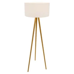 Lampa na drewnianym trójnogu abażur biały ENNIE