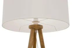 Lampa na drewnianym trójnogu abażur biały ENNIE