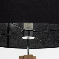 Lampa na drewnianym trójnogu abażur czarny TREVISO
