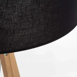 Lampa na drewnianym trójnogu abażur czarny TREVISO