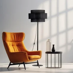 Lampa podłogowa abażur czarny CALISTO