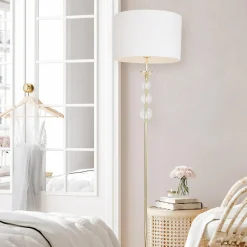 Lampa podłogowa biało-złota REA II