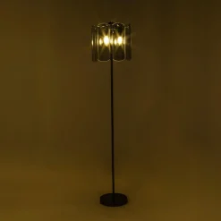 Lampa podłogowa dymione szkło czarna NIRA