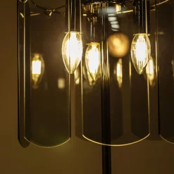 Lampa podłogowa dymione szkło czarna NIRA