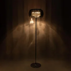 Lampa podłogowa glamour z kryształkami chromowana CRYSTAL