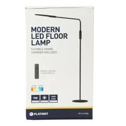 Lampa podłogowa LED czarna ze sterowaniem manualnym i na pilota