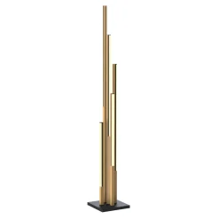 Lampa podłogowa LED czarna drewniana ELIOT