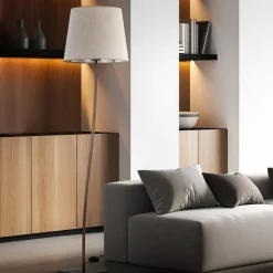 Lampa podłogowa lniany abażur NICOLA BROWN