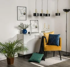 Lampa podłogowa loftowa czarno-złota SARDA