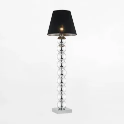 Lampa podłogowa z abażurem czarna FUDŻI