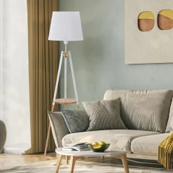 Lampa podłogowa z abażurem biała VAIO