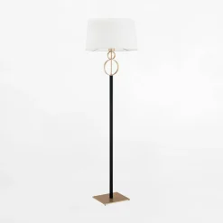 Lampa podłogowa z abażurem czarno-złota PERSEO