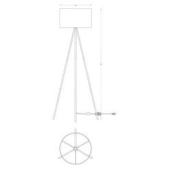 Lampa stojąca trónóg abażur czarny CARA