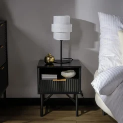 Lampa stołowa abażur biały CALISTO