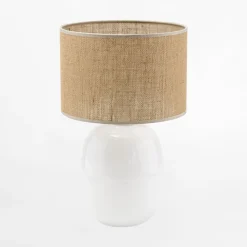Lampa stołowa biała z abażurem juta MELODY
