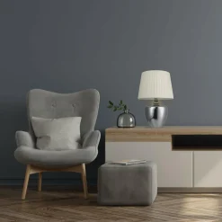 Lampa stołowa klasyczna abażur biały PTL03SW