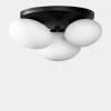 Lampa sufitowa 3 klosze biało-czarna UFO 34x37 cm