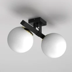 Lampa sufitowa 2 klosze kule czarno-złota IDRIS II
