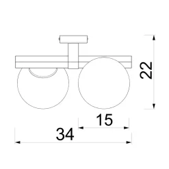 Lampa sufitowa 2 klosze kule czarno-złota IDRIS II