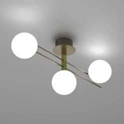 Lampa sufitowa 3 klosze kule czarno-złota SATELIT III