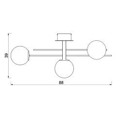 Lampa sufitowa 3 klosze kule czarno-złota SATELIT III