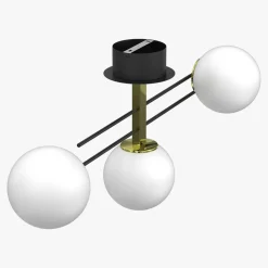 Lampa sufitowa 3 klosze kule czarno-złota SATELIT III