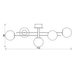 Lampa sufitowa 5 kloszy kule czarno-złota SATELIT V