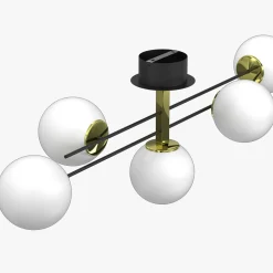 Lampa sufitowa 5 kloszy kule czarno-złota SATELIT V