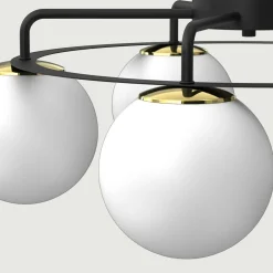 Lampa sufitowa 5 kloszy kule czarno-złota BALLO V