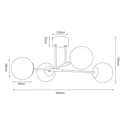 Lampa sufitowa 4 kule czarno-złota GLAME