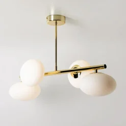 Lampa sufitowa 4 owalne klosze złota MILO 68x30 cm