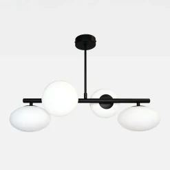 Lampa sufitowa 4 owalne klosze czarna MILO 68x30 cm