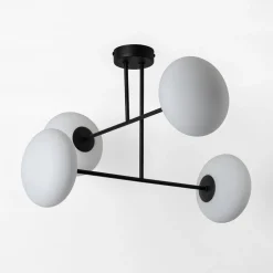 Lampa sufitowa 4 owalne klosze czarna MILO 60x60 cm