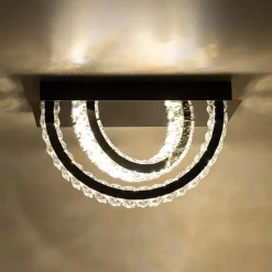 Lampa sufitowa 2 pierścienie czarna TULA na pilota