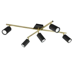 Lampa sufitowa 5 reflektorów czarno-złota MARLEY