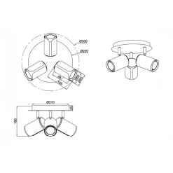 Lampa sufitowa 3 reflektory kawowa czarna GILLAN