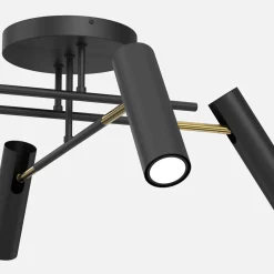 Lampa sufitowa 4 regulowane reflektory czarno-złota AXION