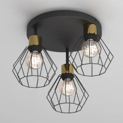 Lampa sufitowa czarno-złota PARKLA BASKET III