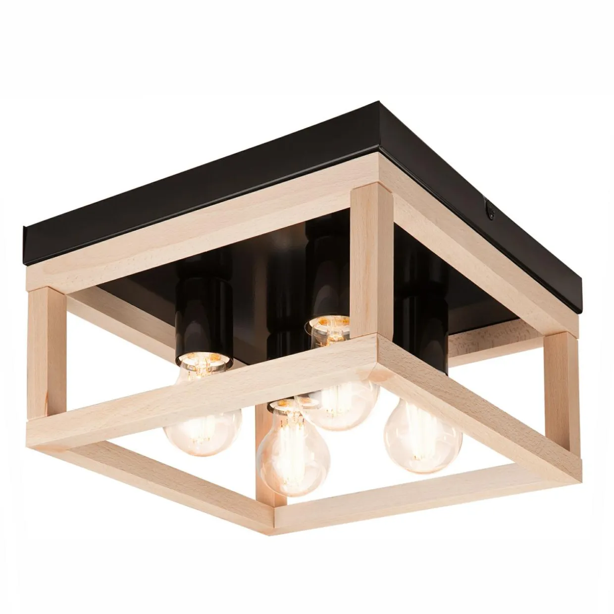 Lampa sufitowa drewno czarna VILLY 4