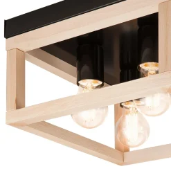 Lampa sufitowa drewno czarna VILLY 4