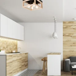 Lampa sufitowa drewno czarna VILLY 4