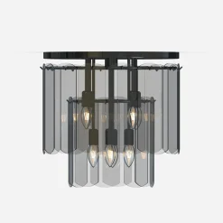 Lampa sufitowa dymione szkło czarna NIRA φ43 cm