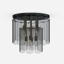 Lampa sufitowa dymione szkło czarna NIRA φ43 cm