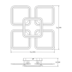 Lampa sufitowa LED 56,2 cm biała chrom STELLAR z pilotem
